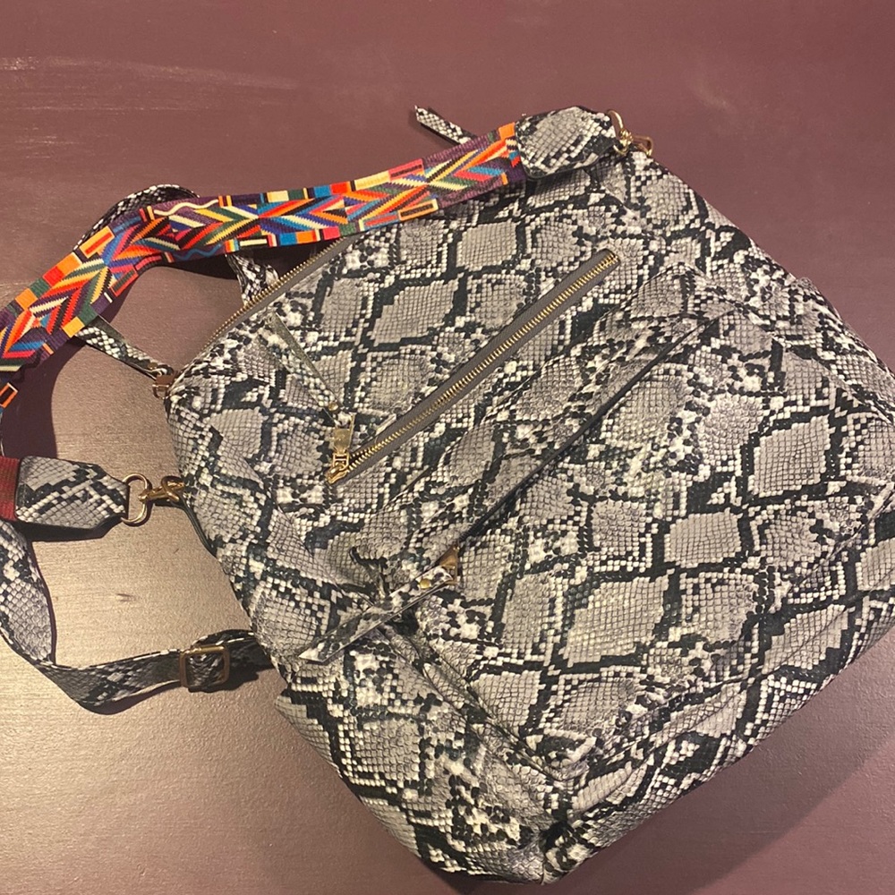 Snakeskin Purse Backpack Art Deco Strap
